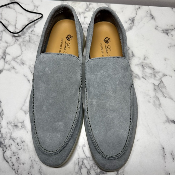 Loro Piana Other - Loro Piana Light Gray Suede Slip-On Loafers